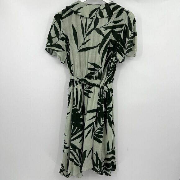 Michael Stars Paradiso Palms Wrap Tropical Green Dress Short Sleeves Size Small - Picture 5 of 10